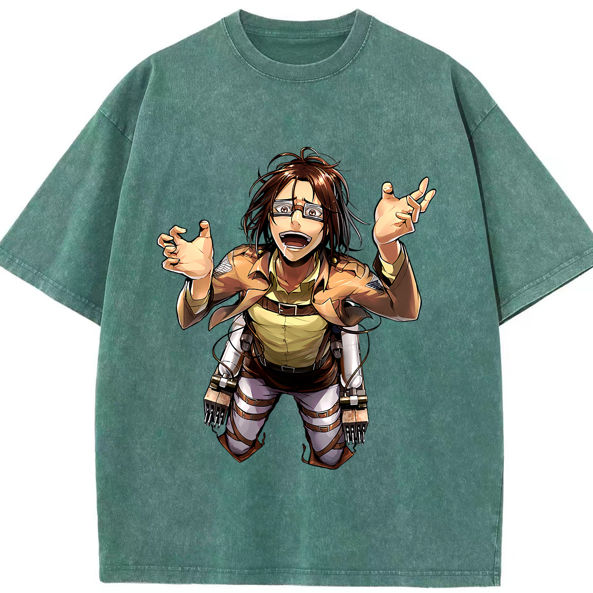 （画像用） 進撃の巨人 ハンジ·ゾエ Attack on Titan Hanji Zoe 綿100% ヴィンテージ風 半袖Tシャツ（フロントプリント）